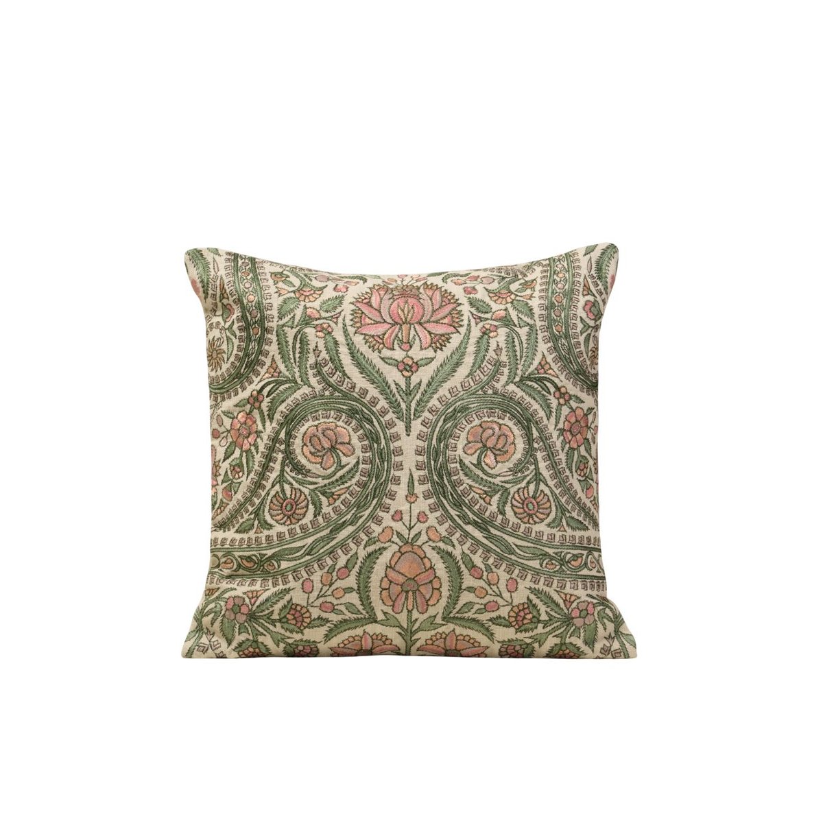 Housse De Coussin en Broderie florale MIRCEA ivoire et pastels, MADURA