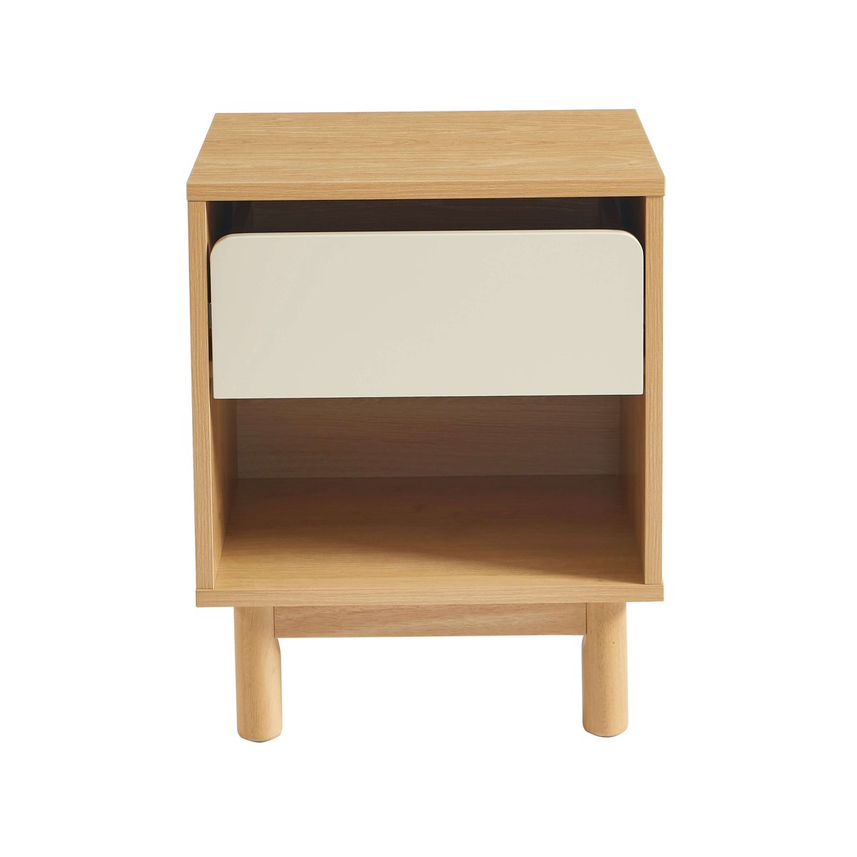Table de chevet à tiroir THALIA beige et chêne, BAÏTA