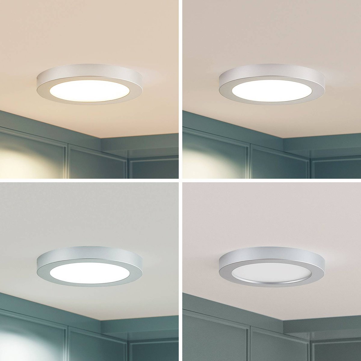 Plafonnier en aluminium moderneLED, Edwina argent, blanc, PRIOS