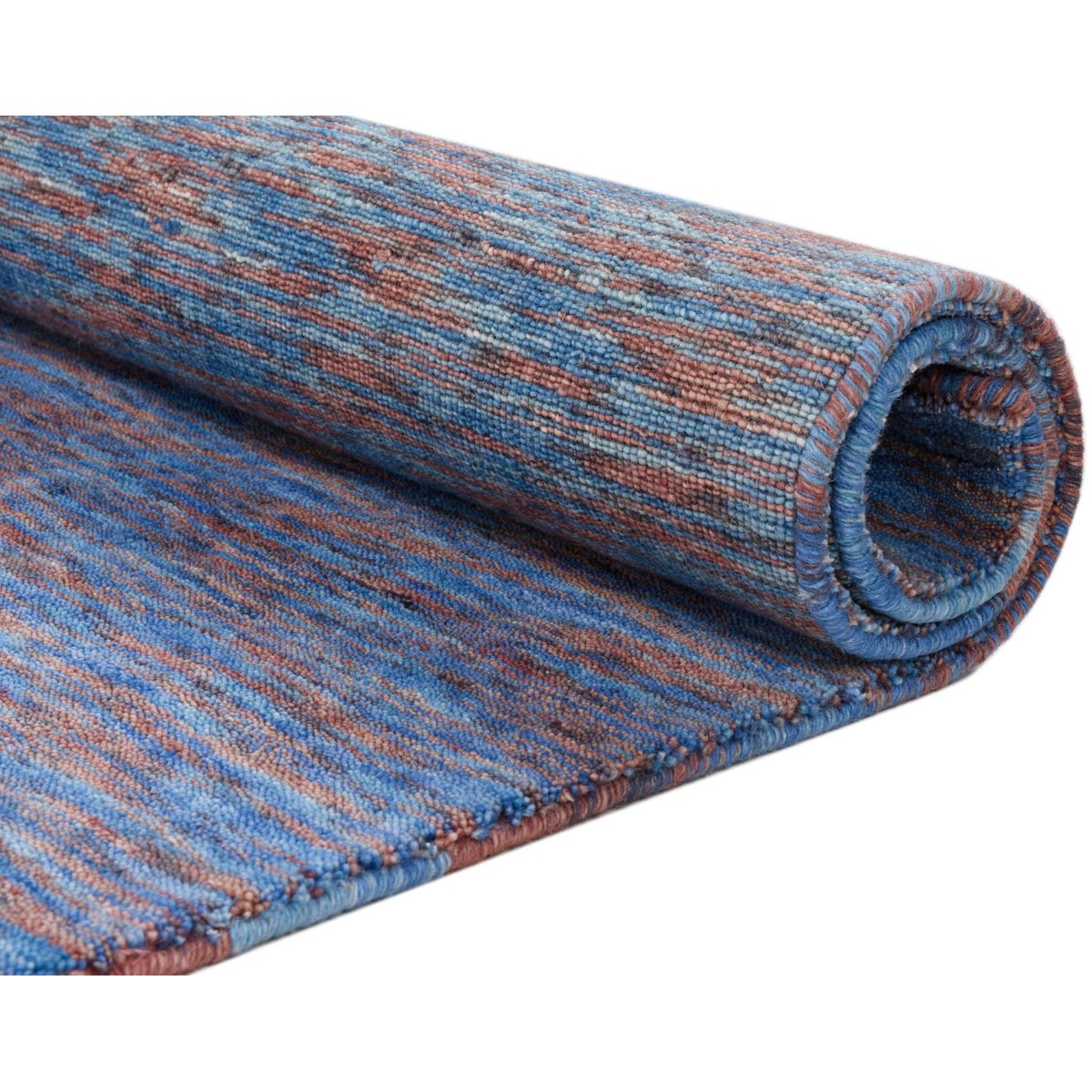 Tapis gabbeh Nebraska tissé main, laine, uni turquoise multicolore, THEKO
