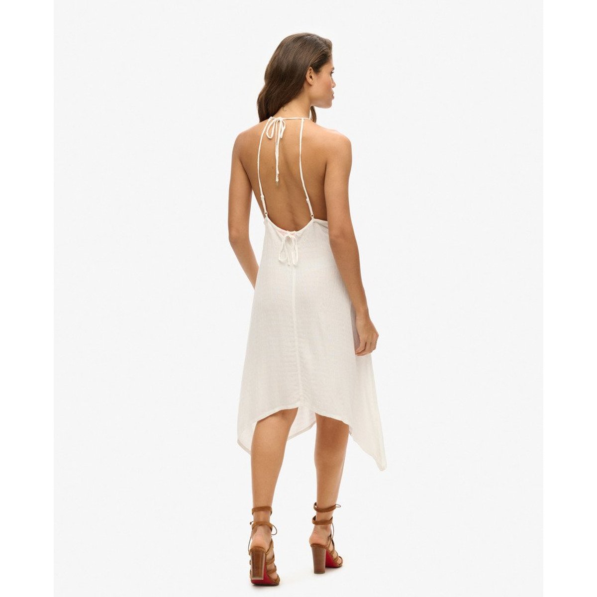 Robe mi-longue dos nu Ibiza blanc cassé, SUPERDRY