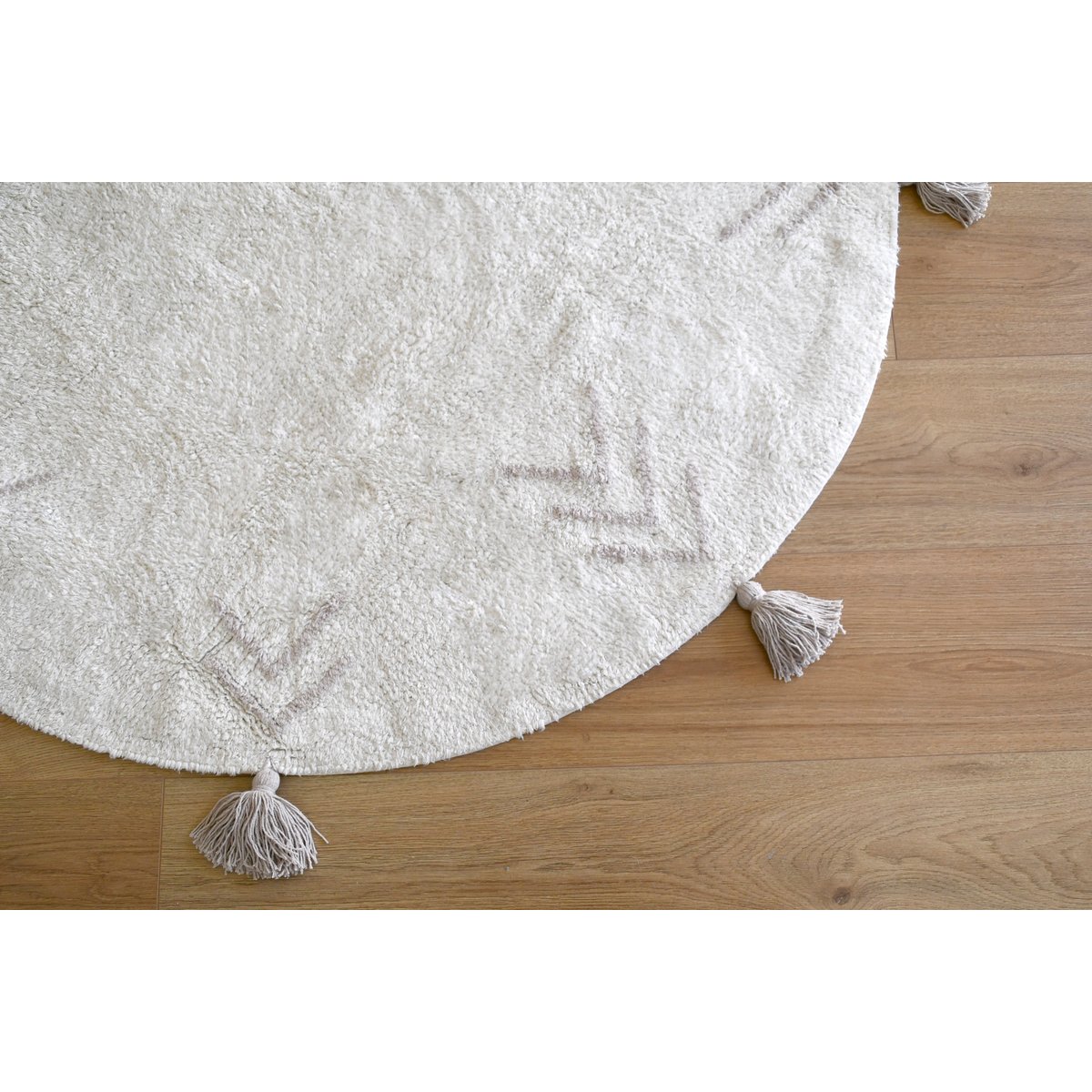 Tapis lavable en coton, ROUND TAN TAN gris clair, ivoire, HAPPY DECOR KIDS