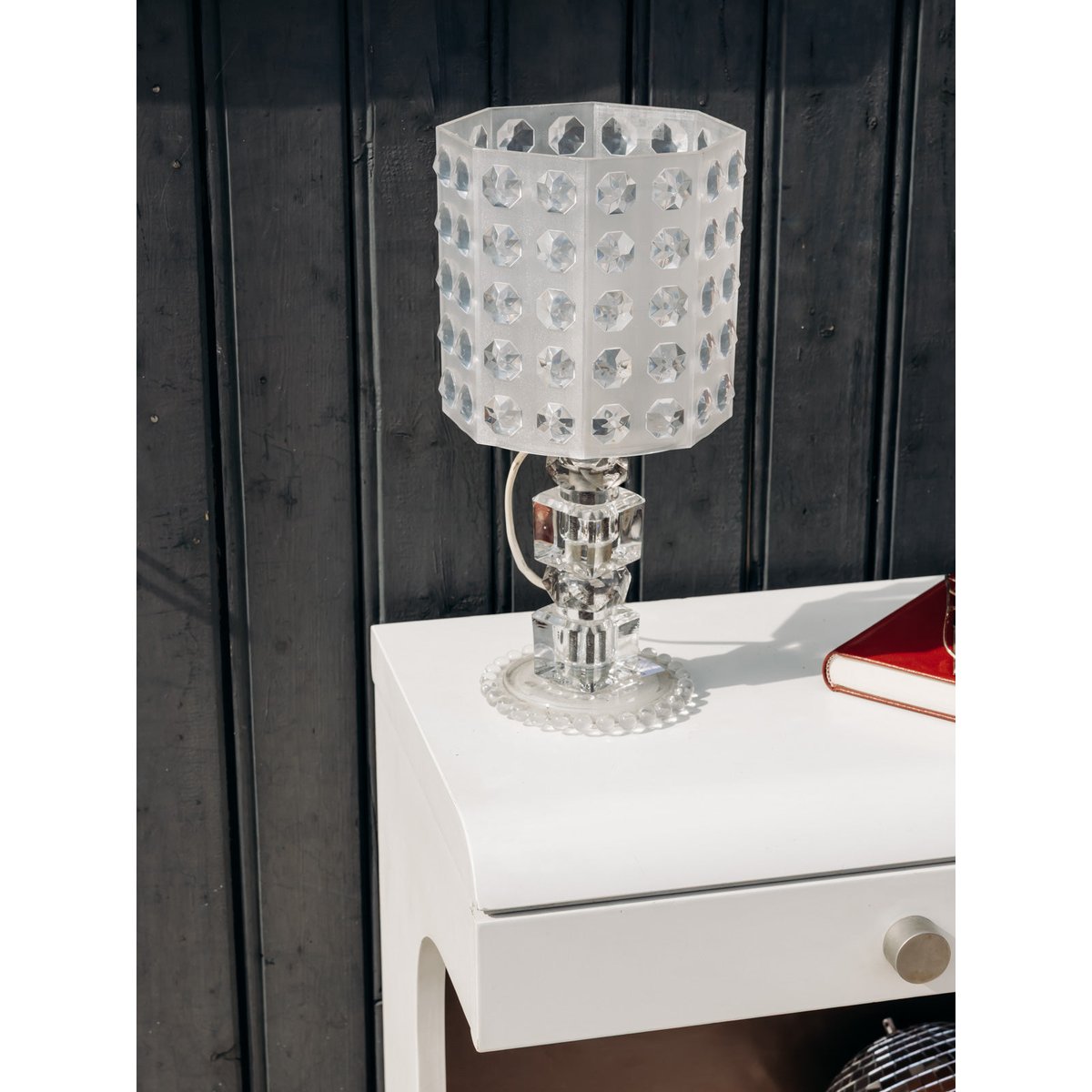 Lampe en verre et plexiglass Julia N°978 - Bon état transparent, DEBONGOUT