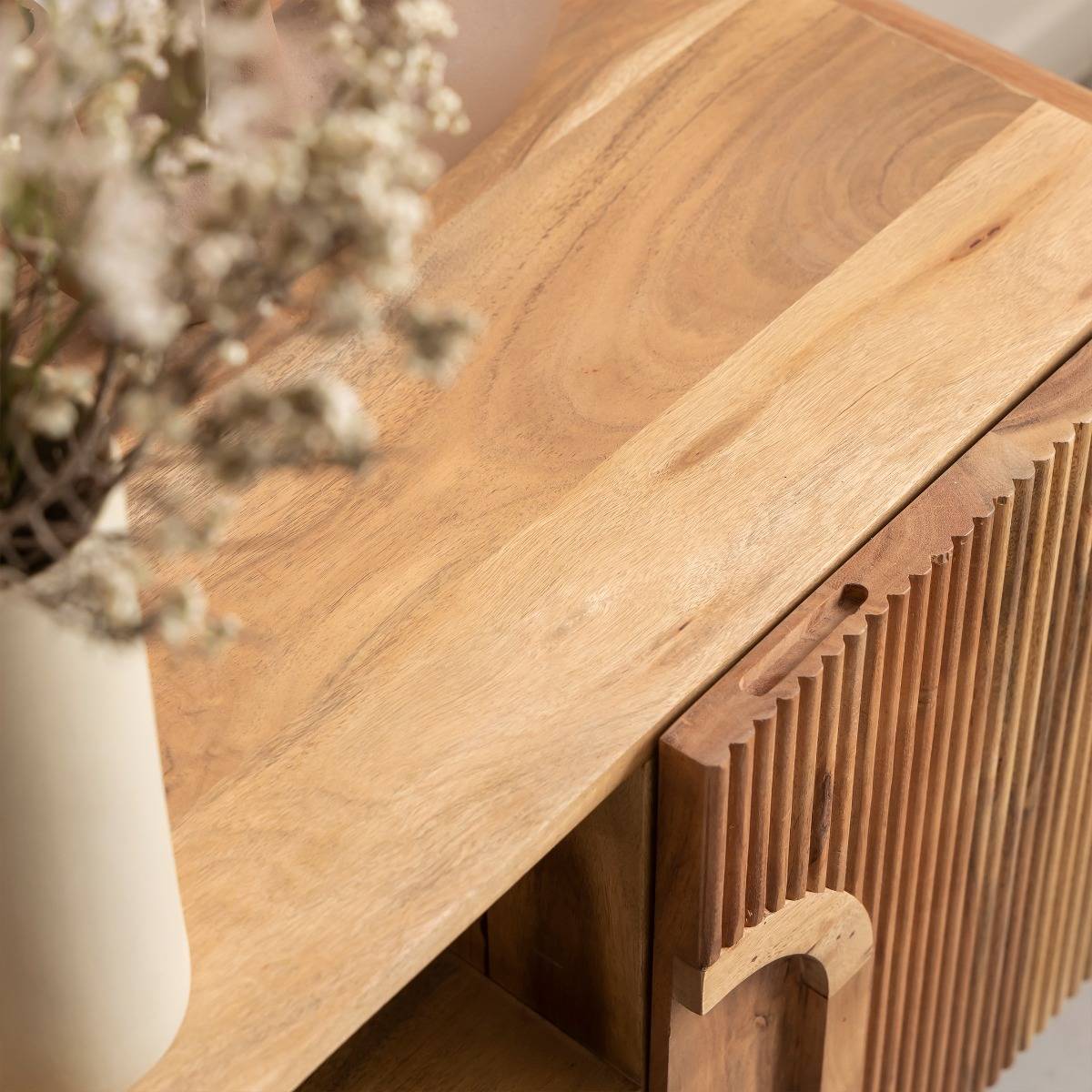 Meuble TV en bois d'acacia TILIO bois foncé, MADE IN MEUBLES