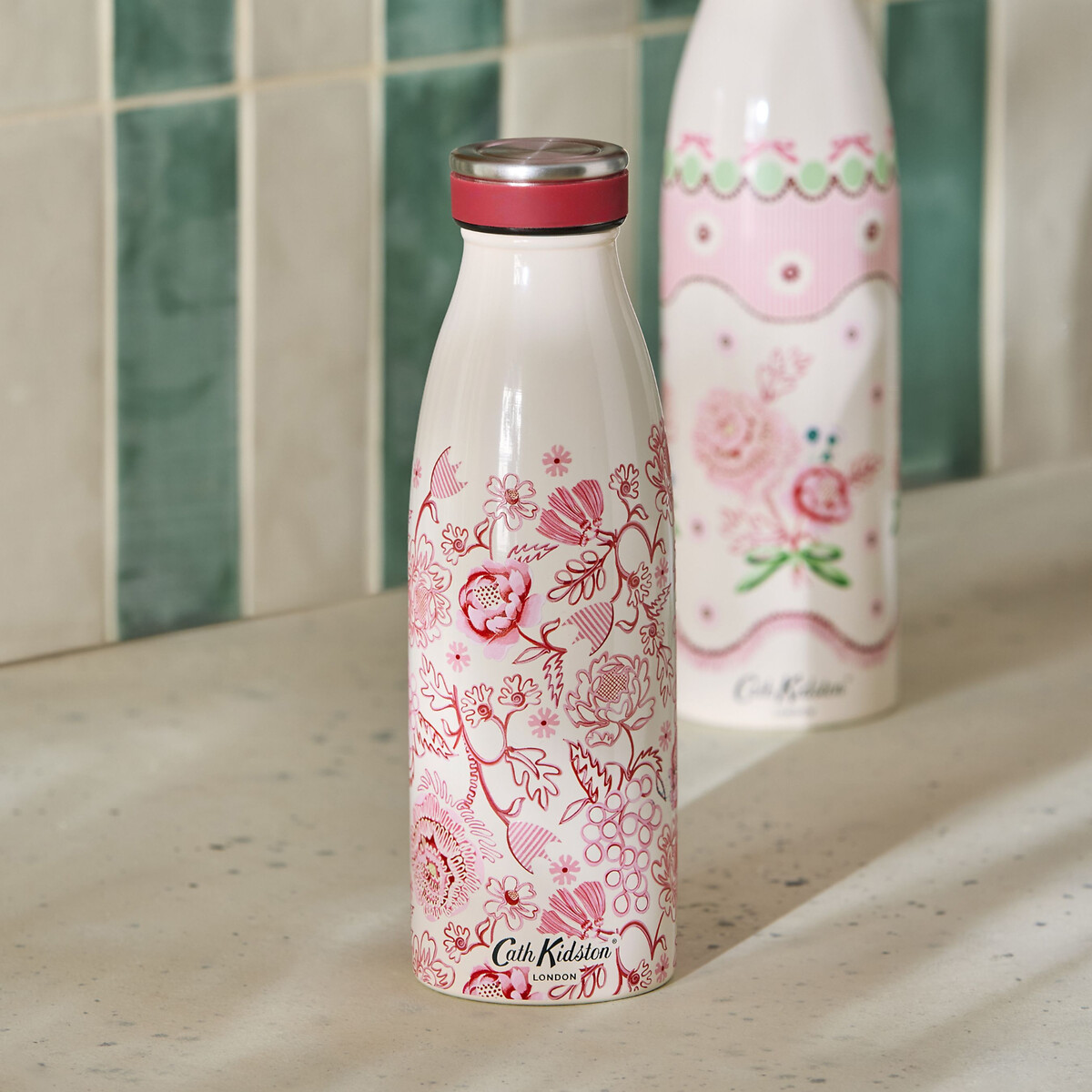 350ml Spitalfields Silk Stainless Steel Bottle pink, CATH KIDSTON
