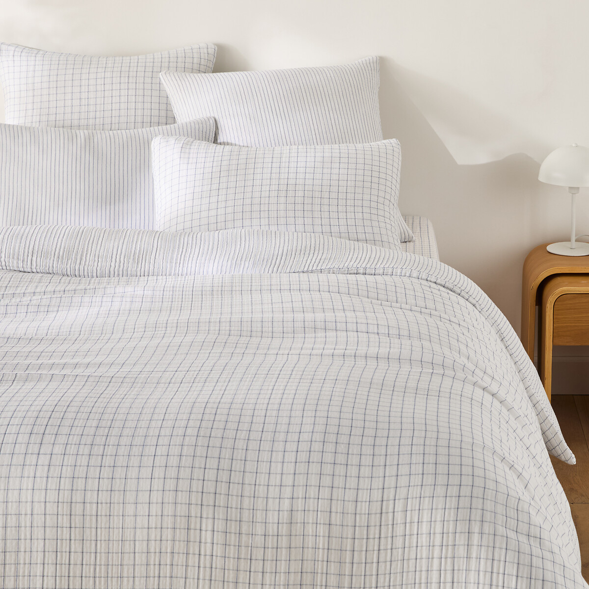 Housse de couette en gaze de coton, Cotto bleu/blanc, LA REDOUTE INTERIEURS