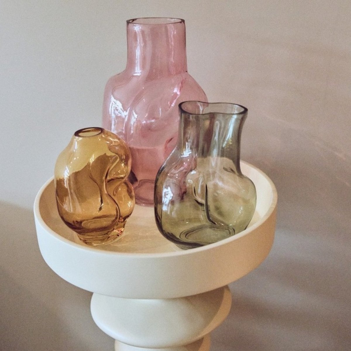 Vase design organique verre Gleam rose, HKLIVING