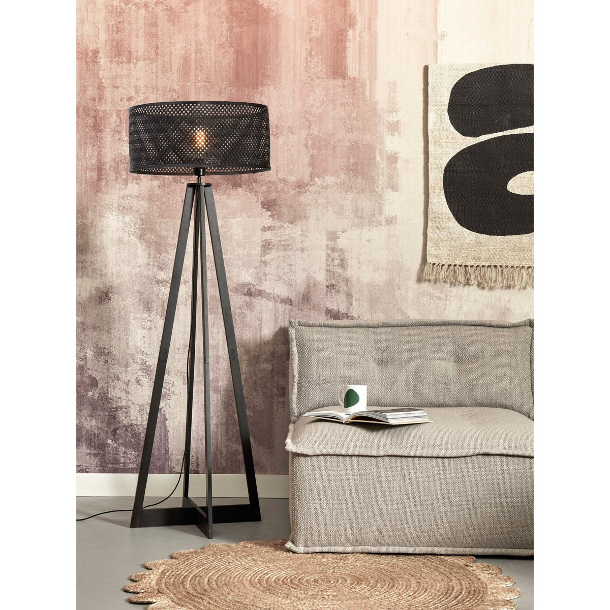 Lampadaire Bambou JAVA noir, GOOD & MOJO