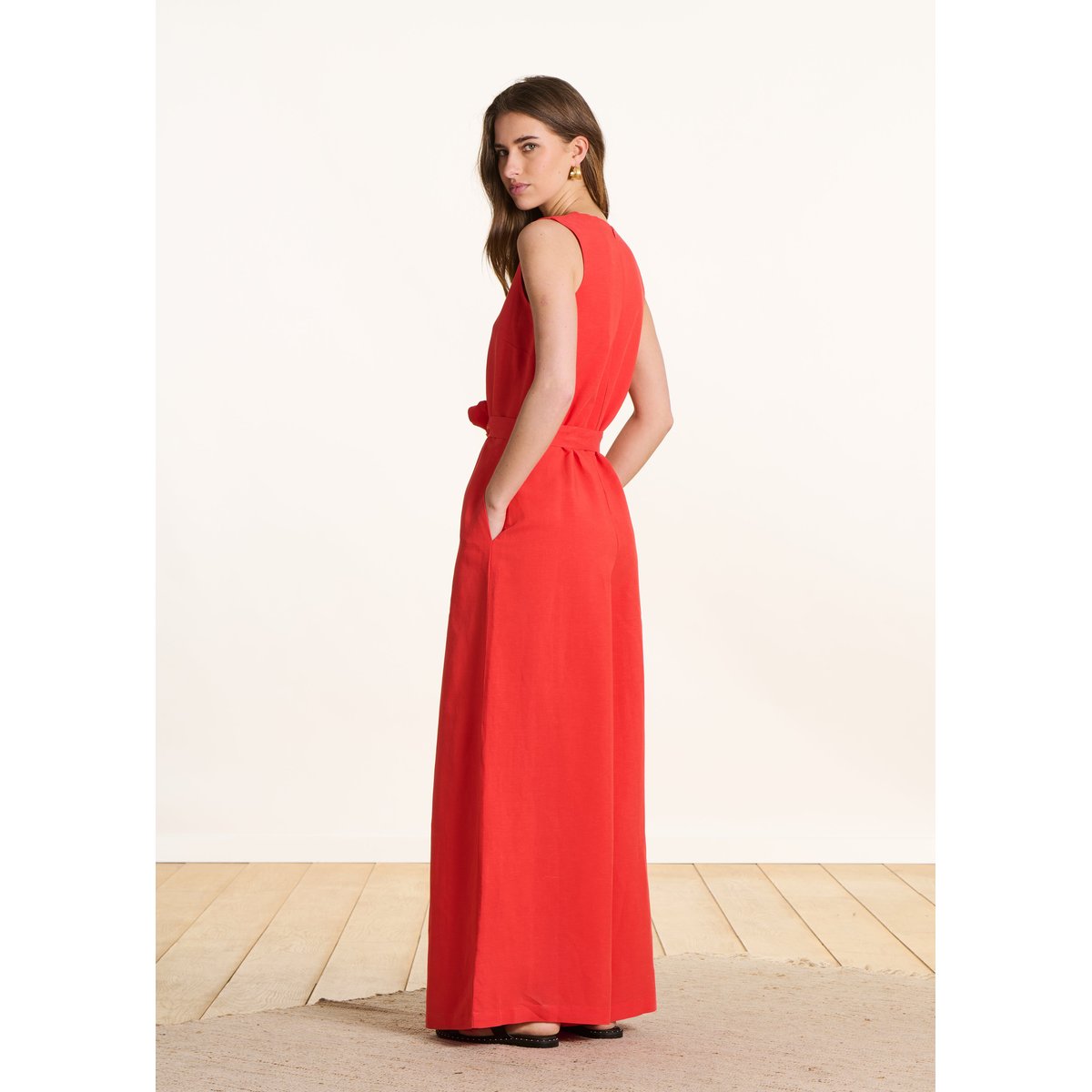 Combinaison pantalon large sans manches coquelicot, LA FEE MARABOUTEE