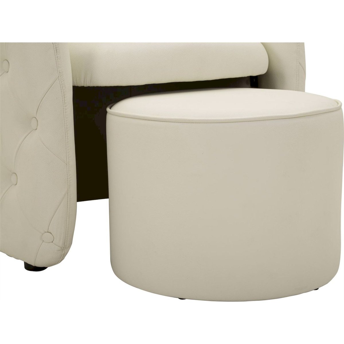 Fauteuil capitonné avec pouf intégré MODERN blanc, RECOLLECTION