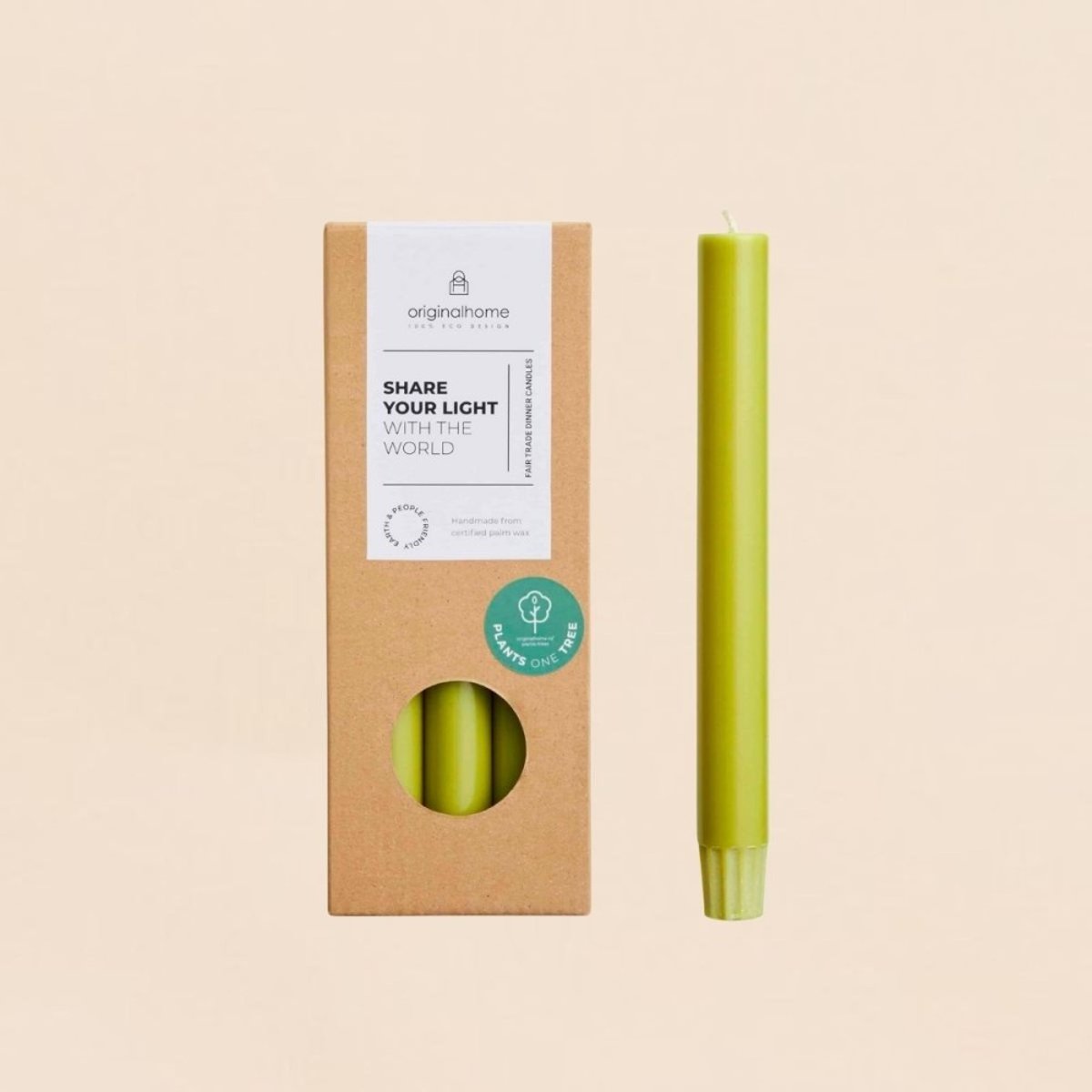 Set de 10 bougies cierges 20 cm vert clair, ORIGINALHOME