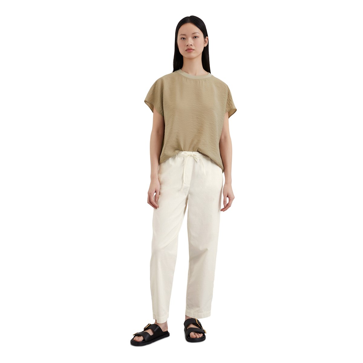 Chemisier régulier en viscose mélangée Crinkle beige, MARC O'POLO