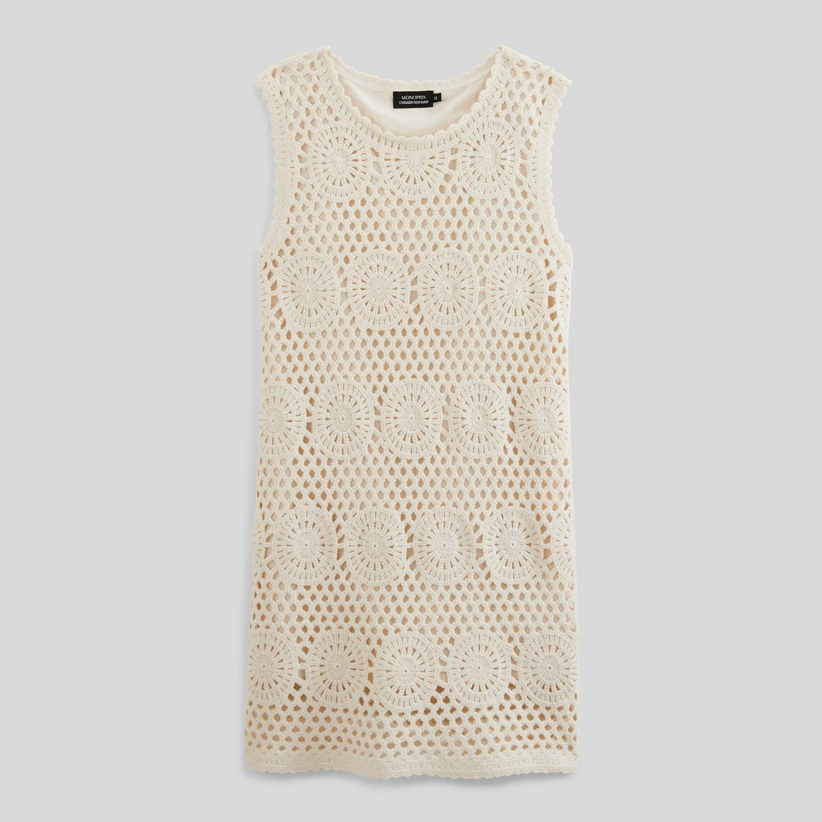 Robe droite en crochet amaretti, MONOPRIX
