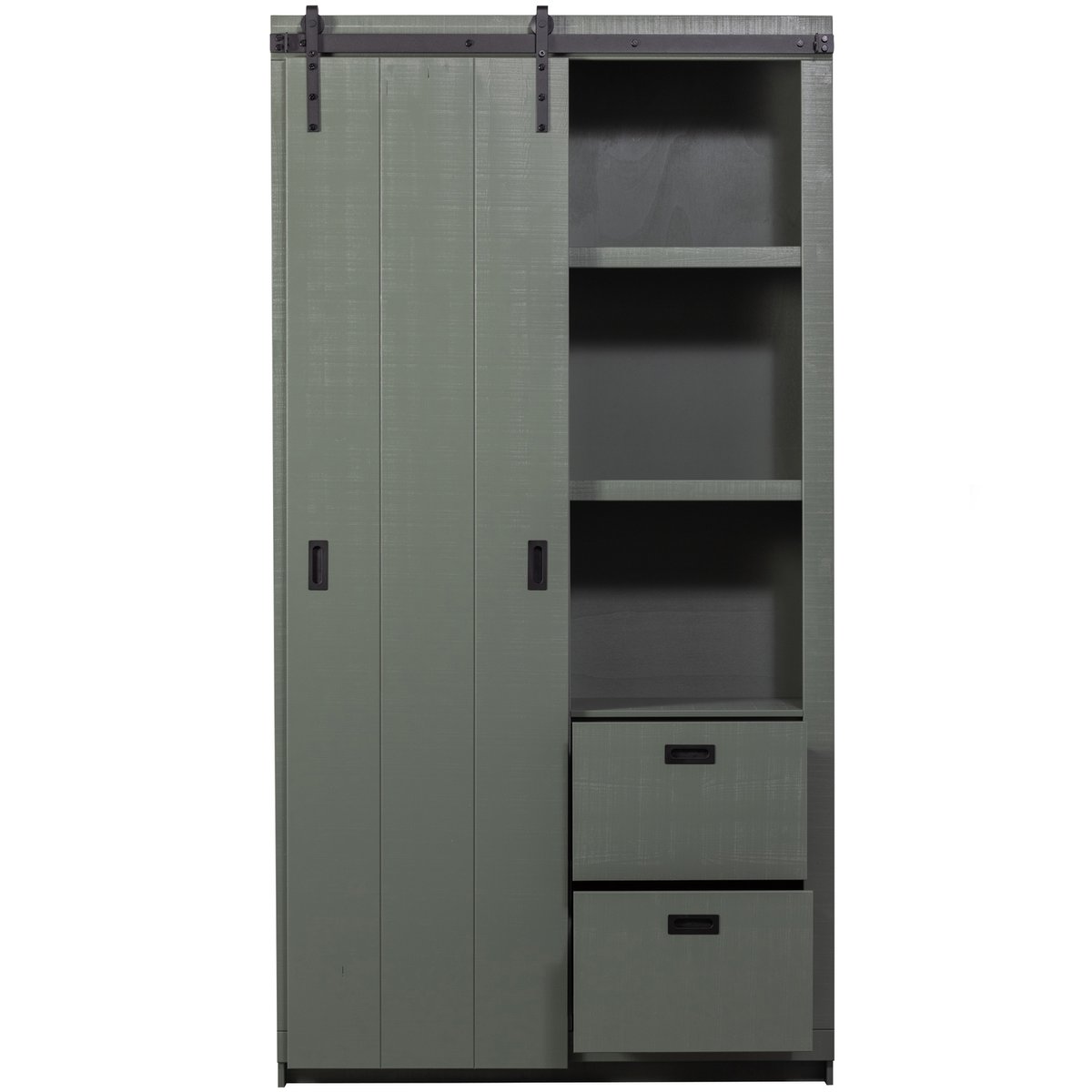 Armoire en pin porte coulissante SLIDE vert olive, VTWONEN