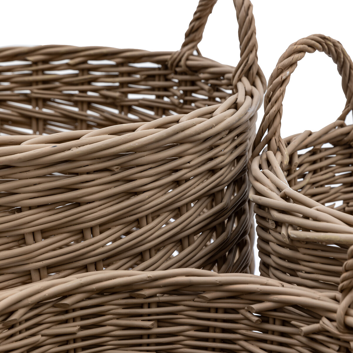 Set of 3 Hand Woven Willow Storage Basket Nests natural, SO'HOME
