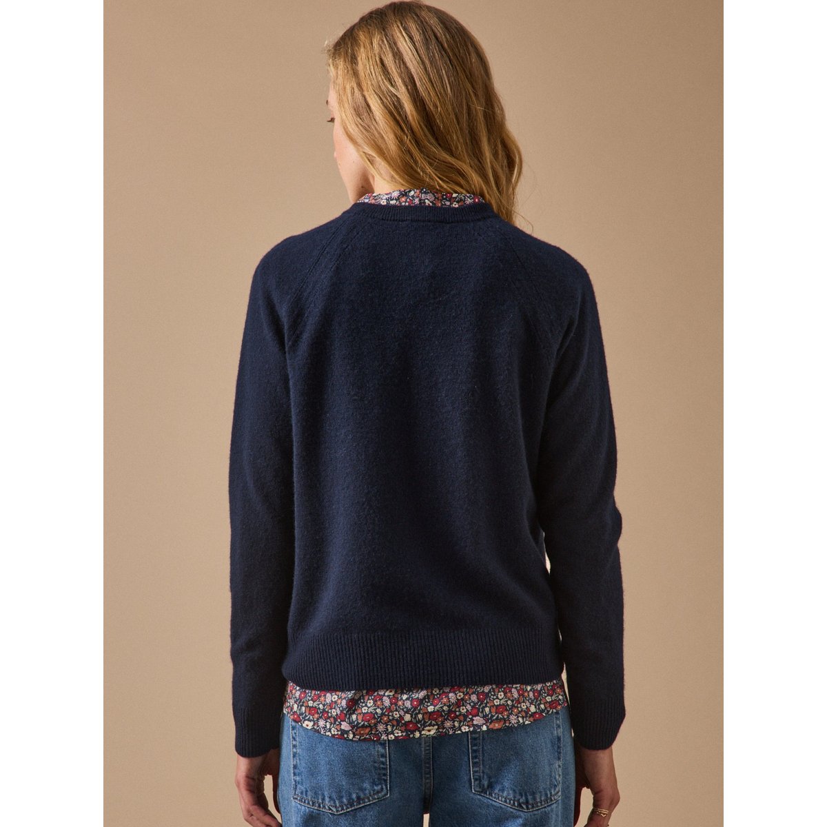 Pull col rond  - Collection Cachemire marine, CYRILLUS