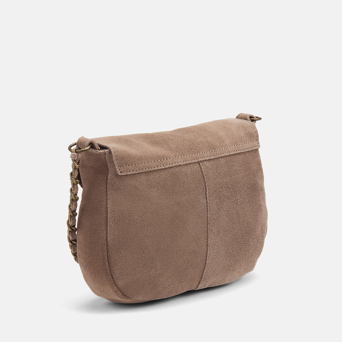 Borsa a tracolla piccola in pelle scamosciata Girona talpa, PIECES