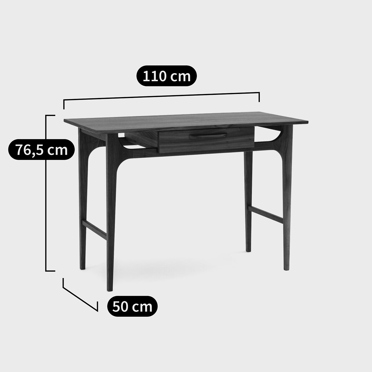 Bureau vintage 1 tiroir, Larsen noyer, LA REDOUTE INTERIEURS
