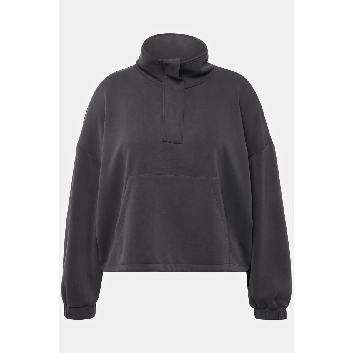 Sweat-shirt oversize à col montant gris asphalte, ULLA POPKEN