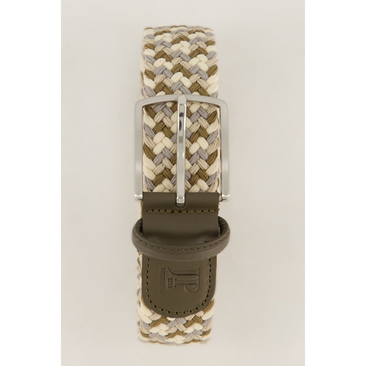 Ceinture tressée, boucle métallique noisette, JP1880