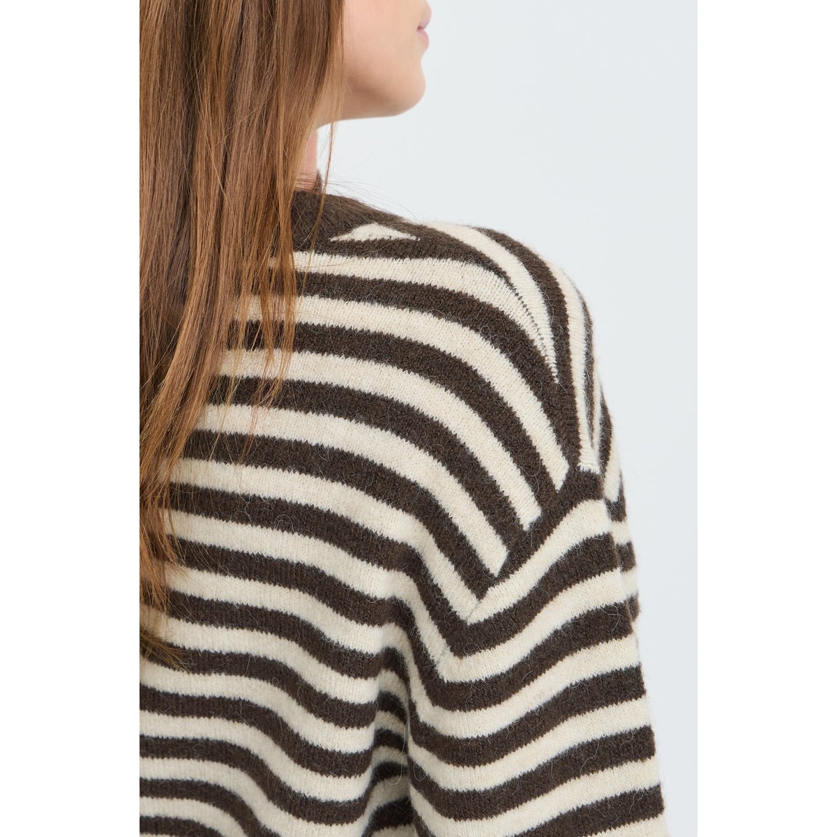 Pull en maille manches longues beige oatmeal mel. stripe, B.YOUNG