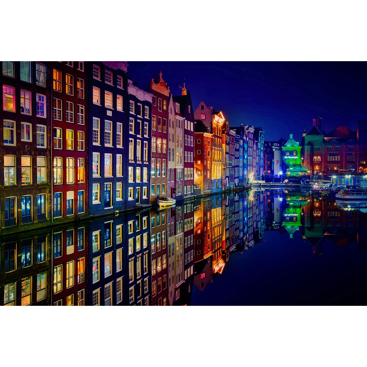 Tableau ville fenêtre d'Amsterdam tableau alu dibond, HEXOA