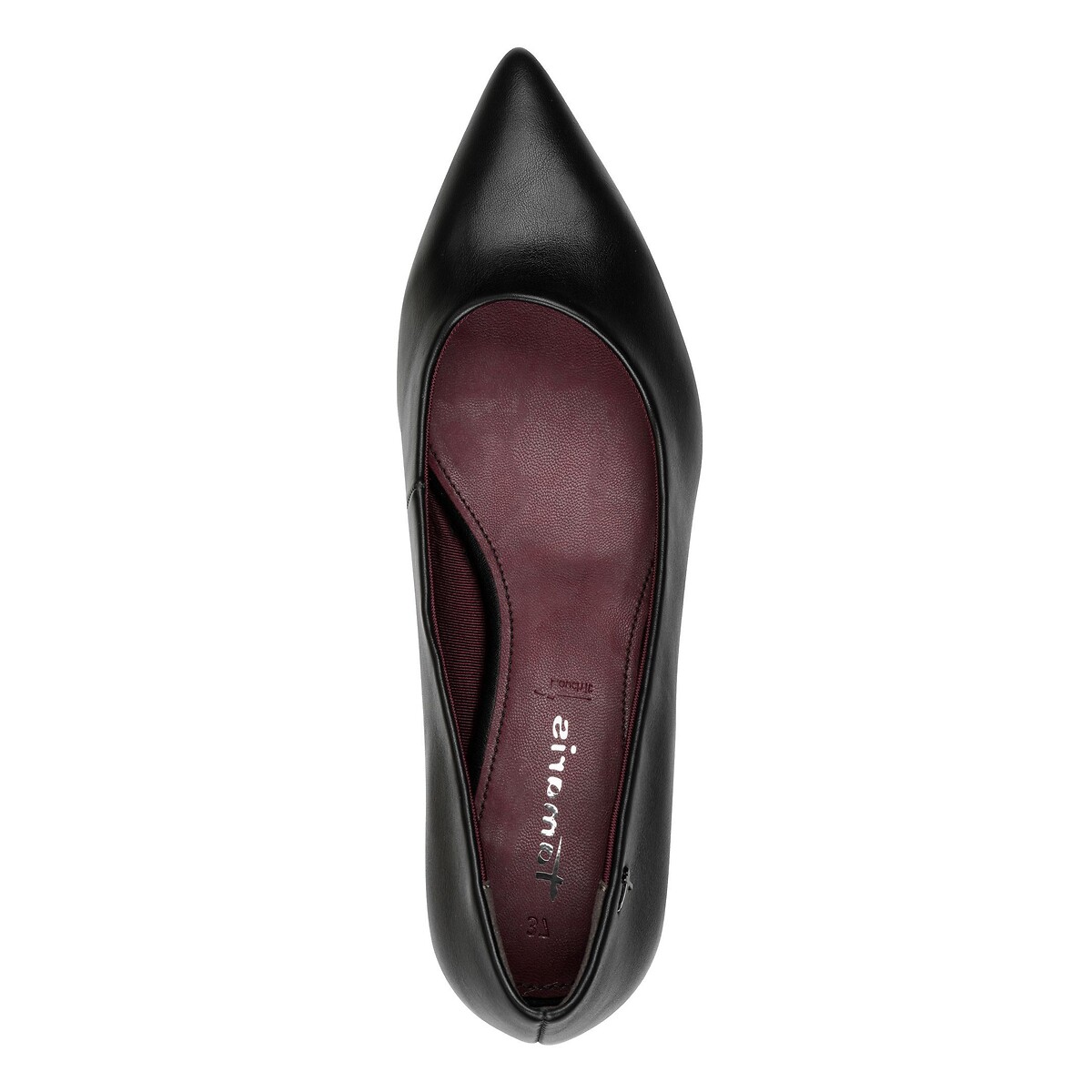 Escarpins pointus en cuir noir, TAMARIS