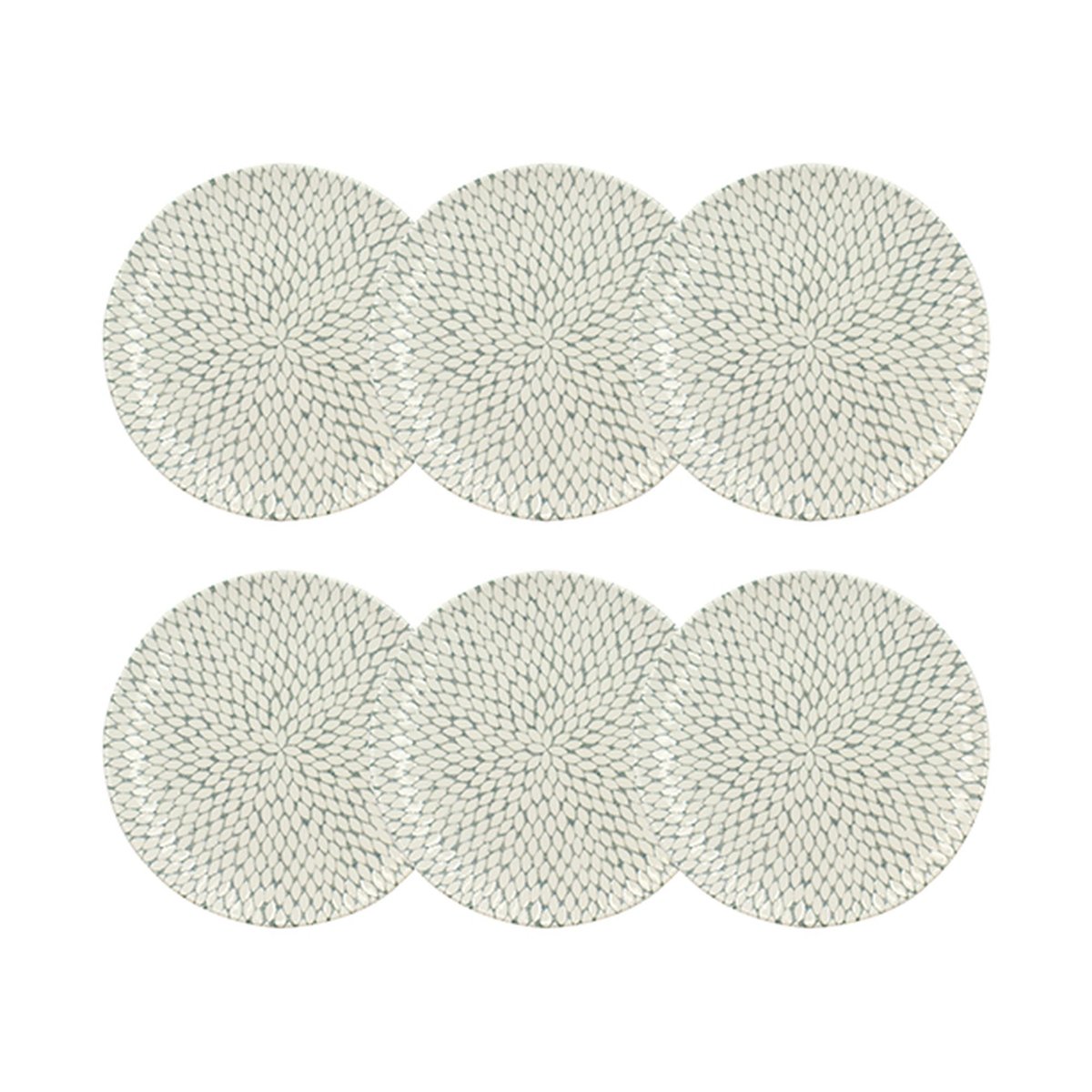 Lot de 6 assiettes plates en porcelaine 27cm, JASMIN blanc-gris, NOVASTYL