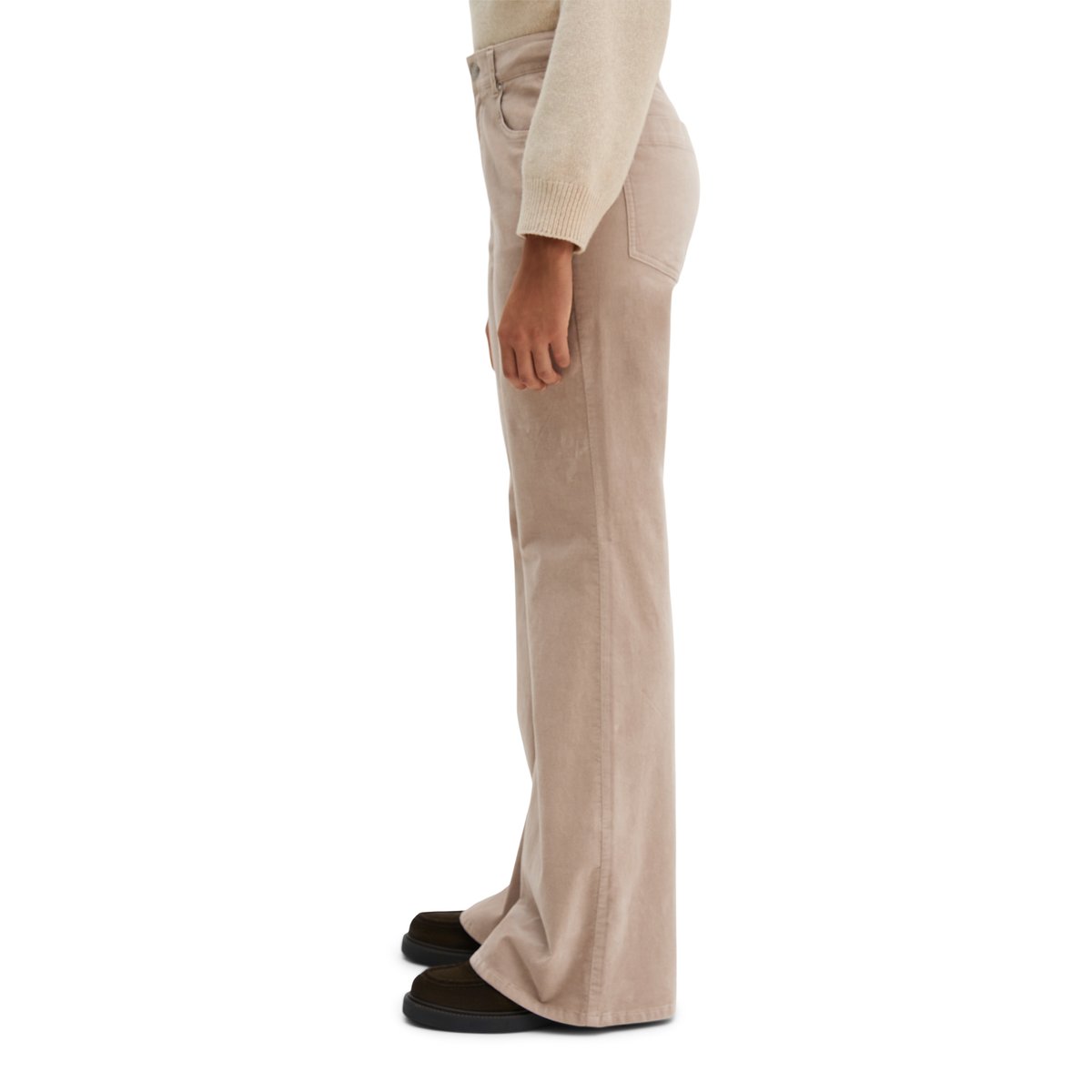 Pantalon en velours à coupe évasée en coton bio extensible beige, MARC O'POLO