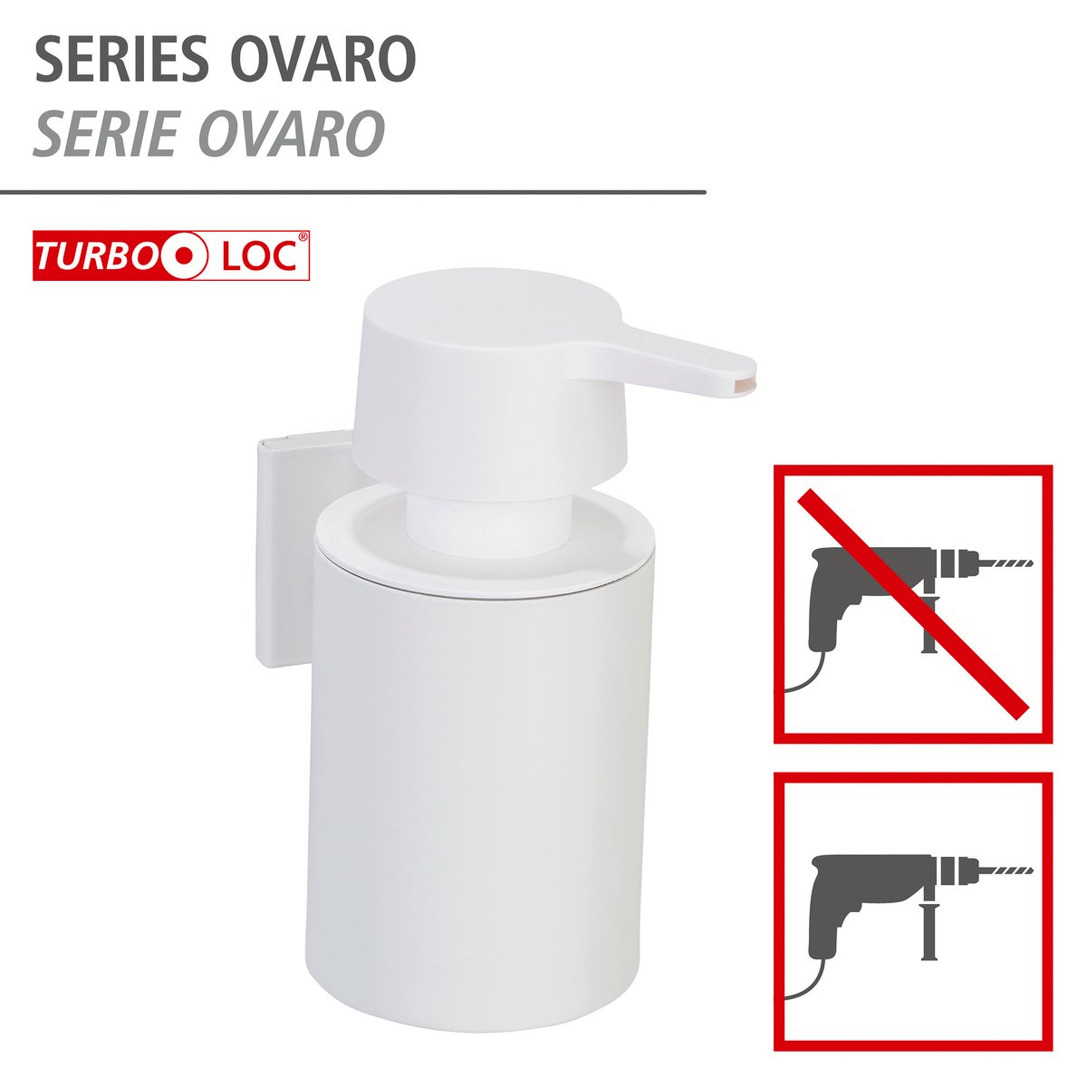 Distributeur de savon mural OVARO blanc, WENKO