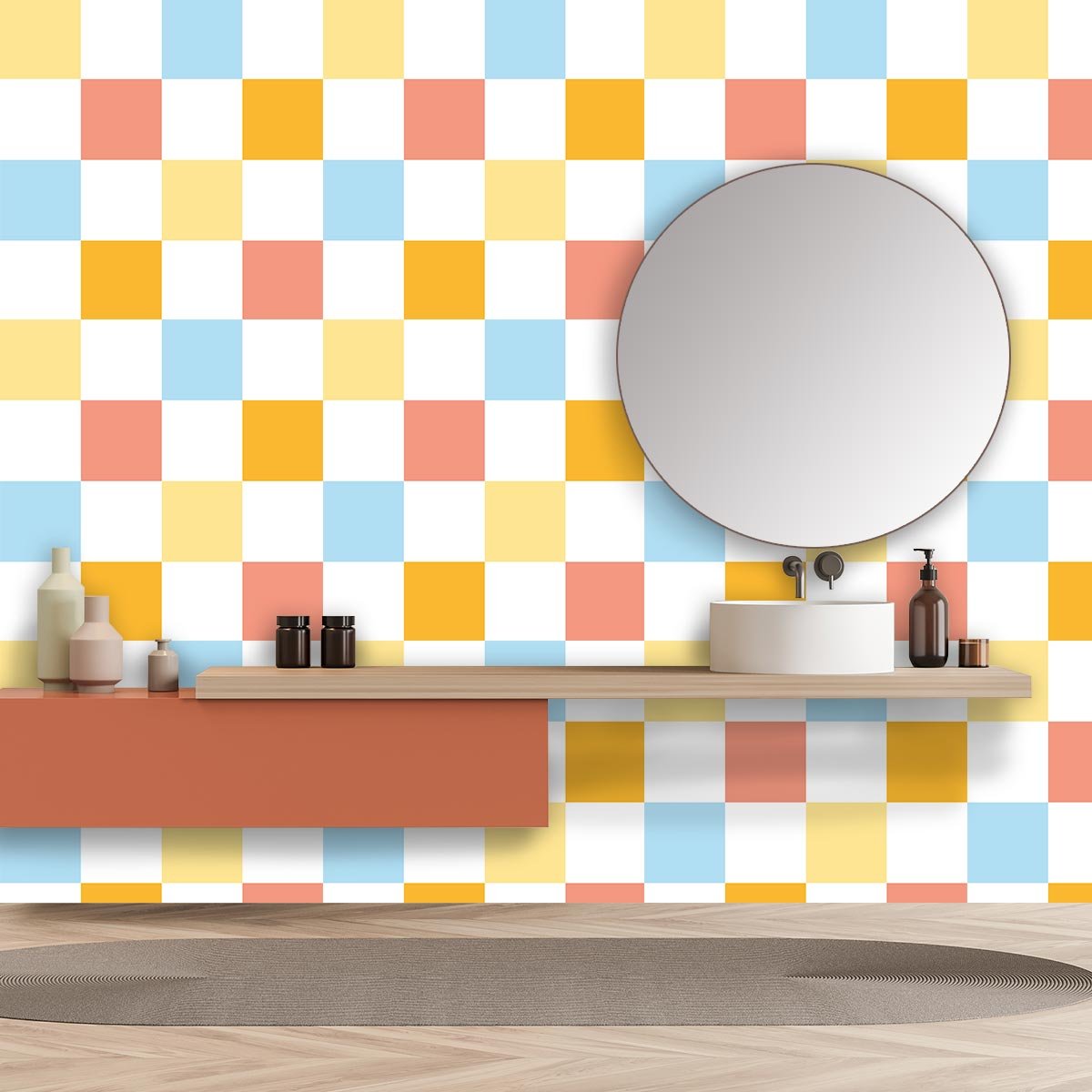 Papier peint damier lumineux intissé, HEXOA