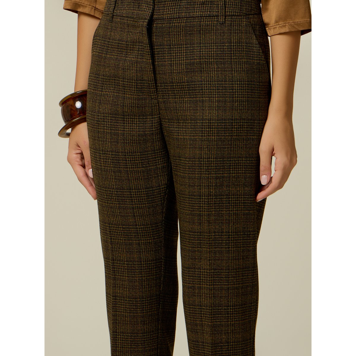 Pantalon à carreaux marron, OLTRE