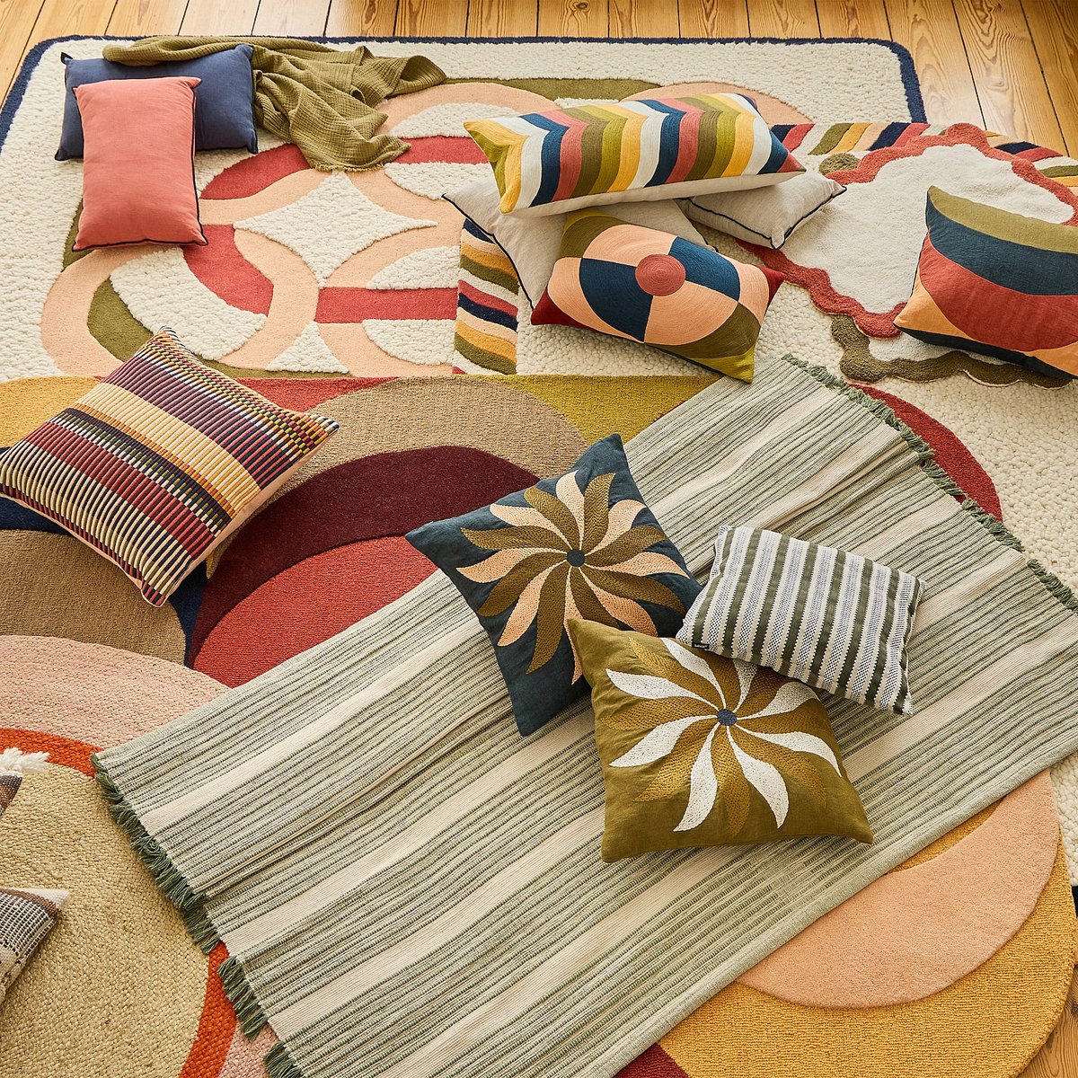 Coussin lin CASTILLE multicolore, HABITAT