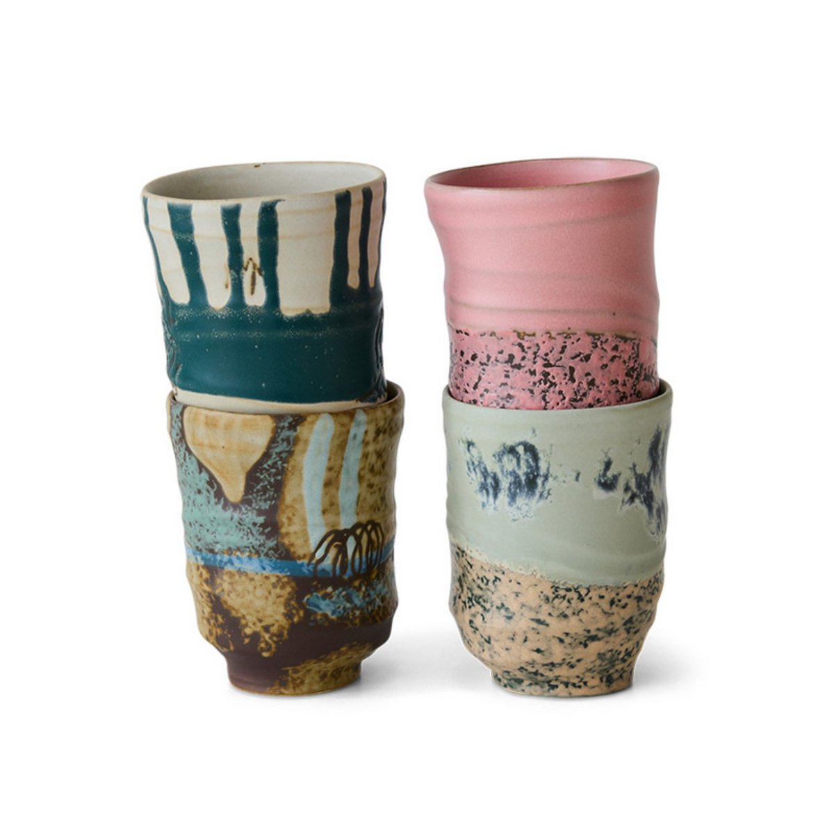 Tasse à café artistiques grès Artist set de 4 multicolore, HKLIVING