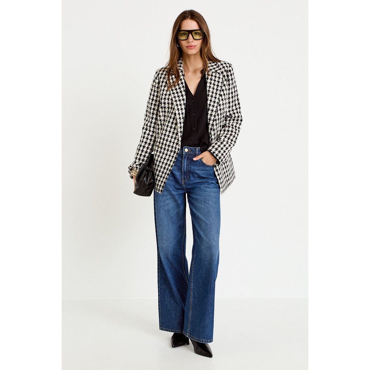 Veste tailleur Pied de poule noir, CACHE CACHE