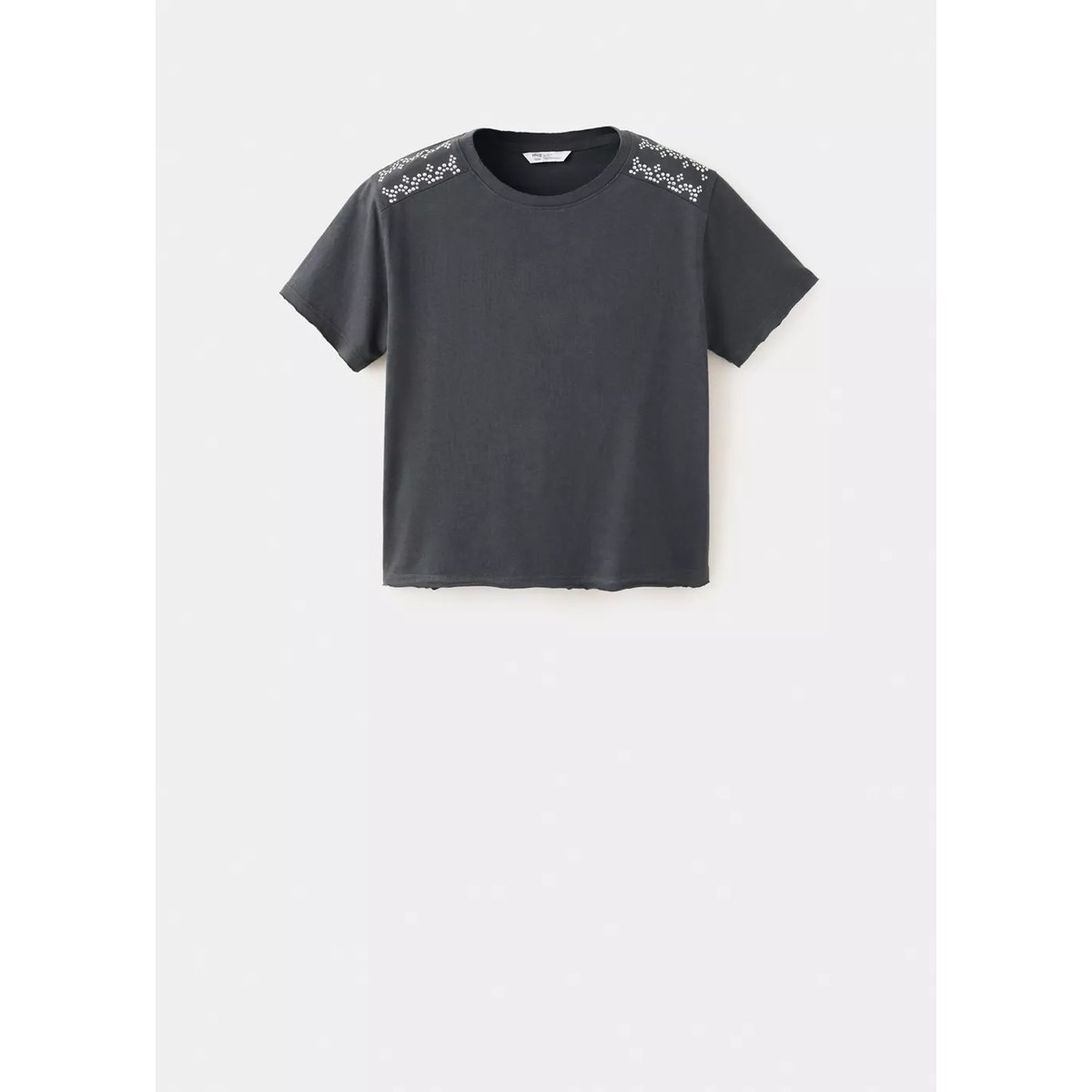 T-shirt coton à clous gris anthracite, MANGO TEEN