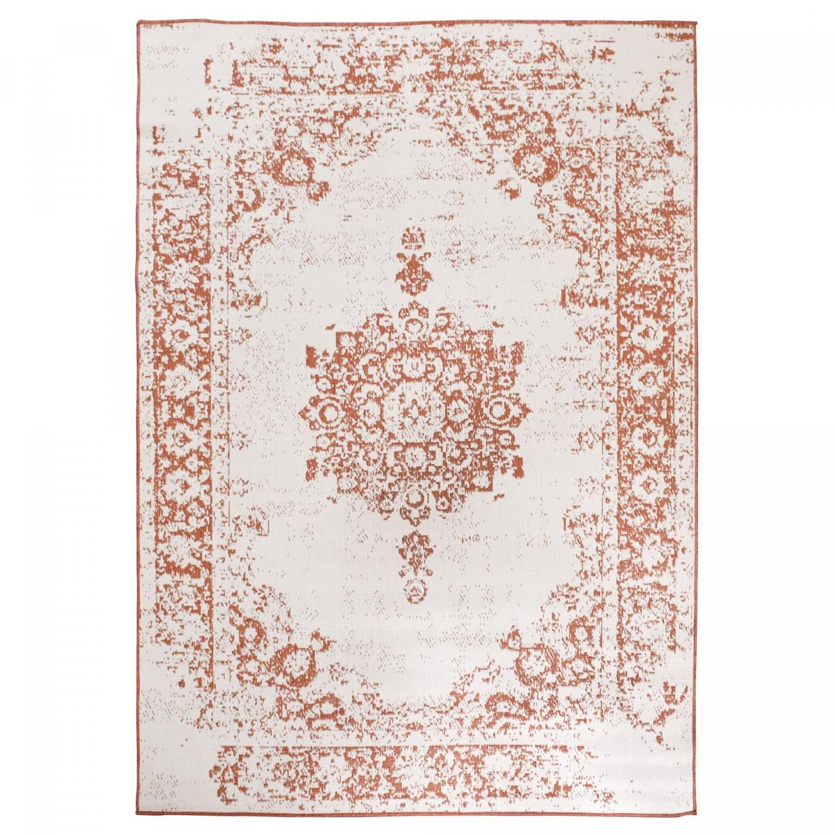 Tapis extérieur, kilim reversible LYN2 AU REVERSIBLE orange, crème, UN AMOUR DE TAPIS