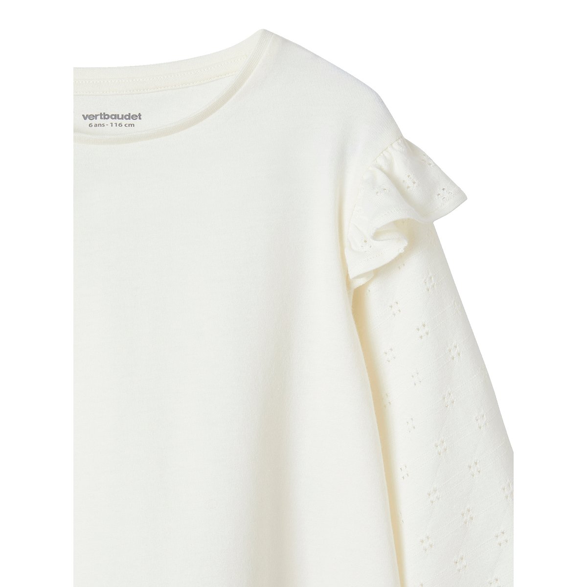 Tee-shirt volanté BASICS écru, VERTBAUDET
