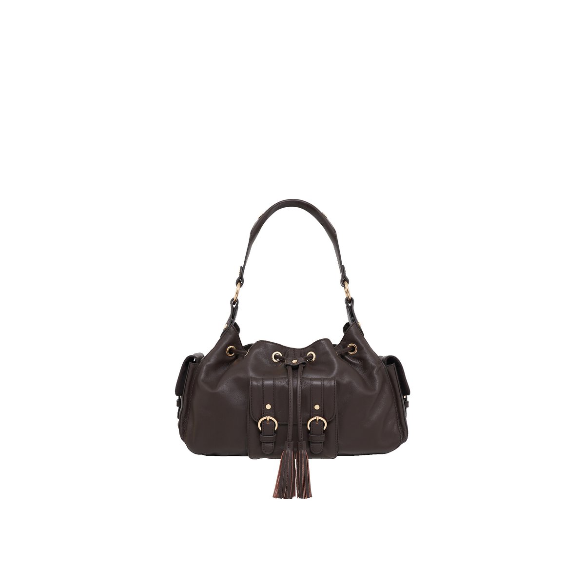 Sac cuir naturel VICTORIA marron foncé, CAROLL