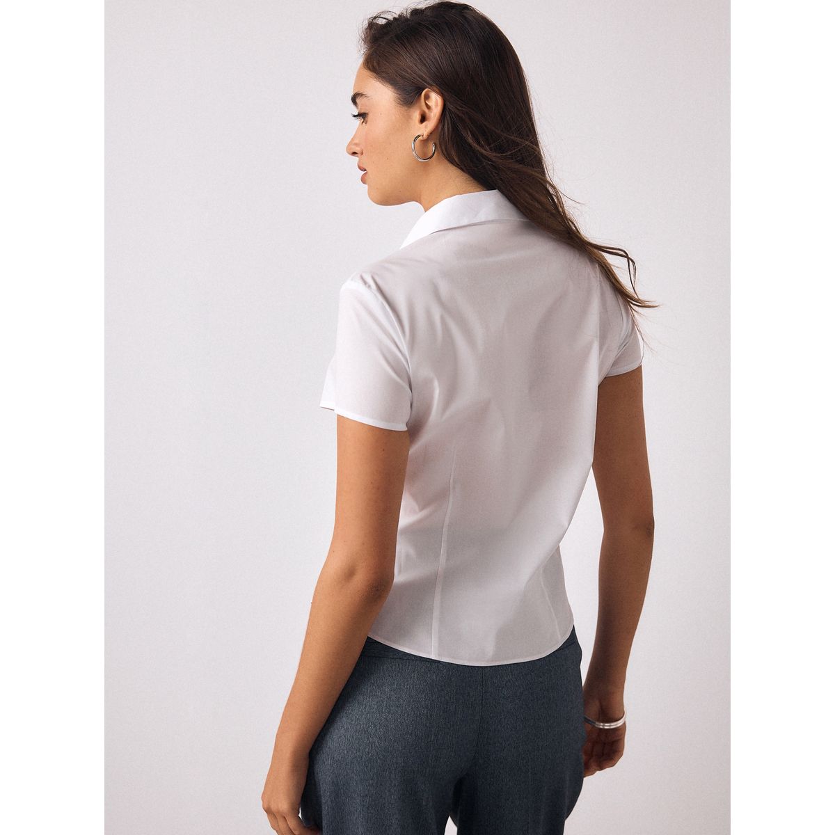 Chemise stretch ajustée à manches courtes blanc, NEXT