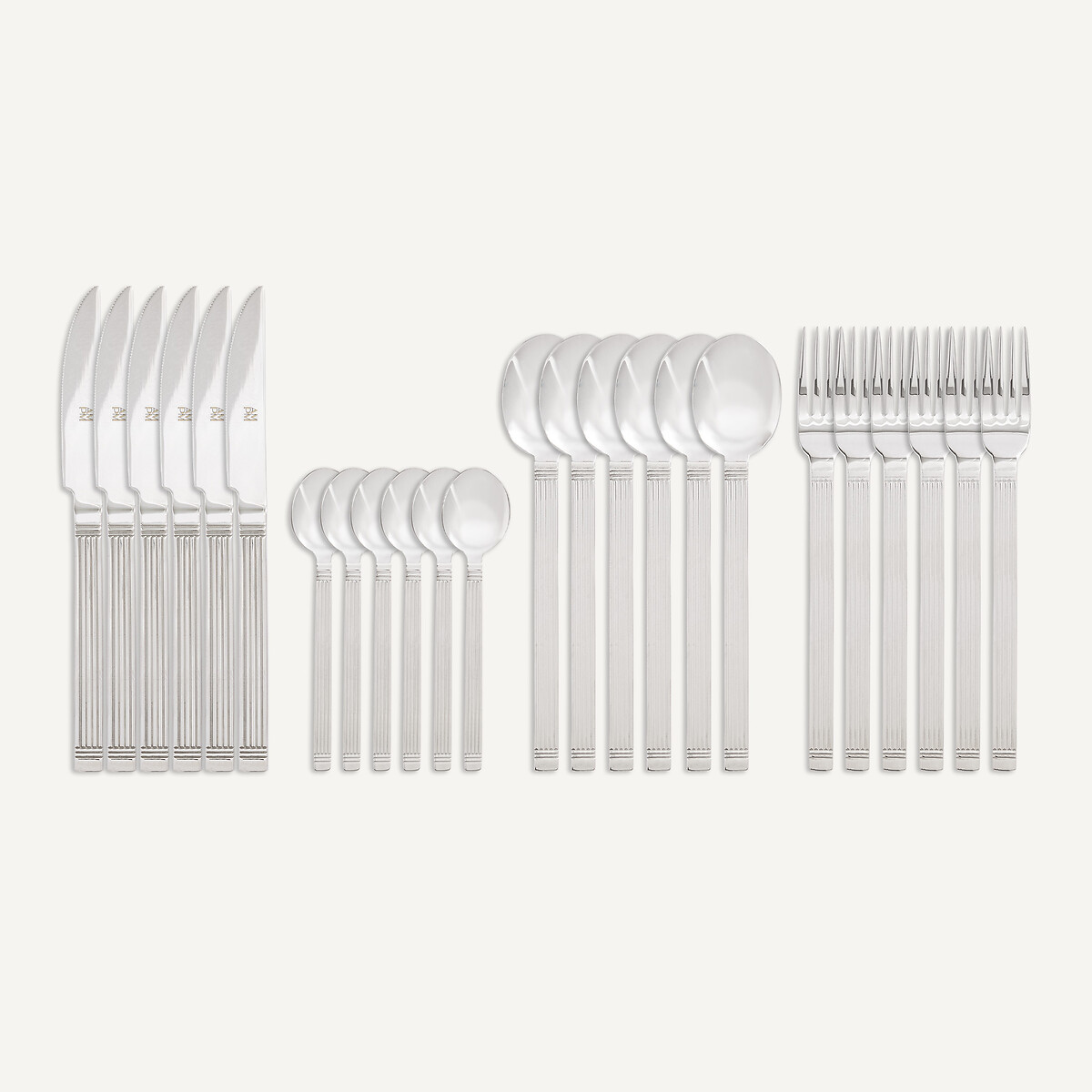 Ménagère 24 pièces en inox strié, AGATHA inox brillant, AM.PM