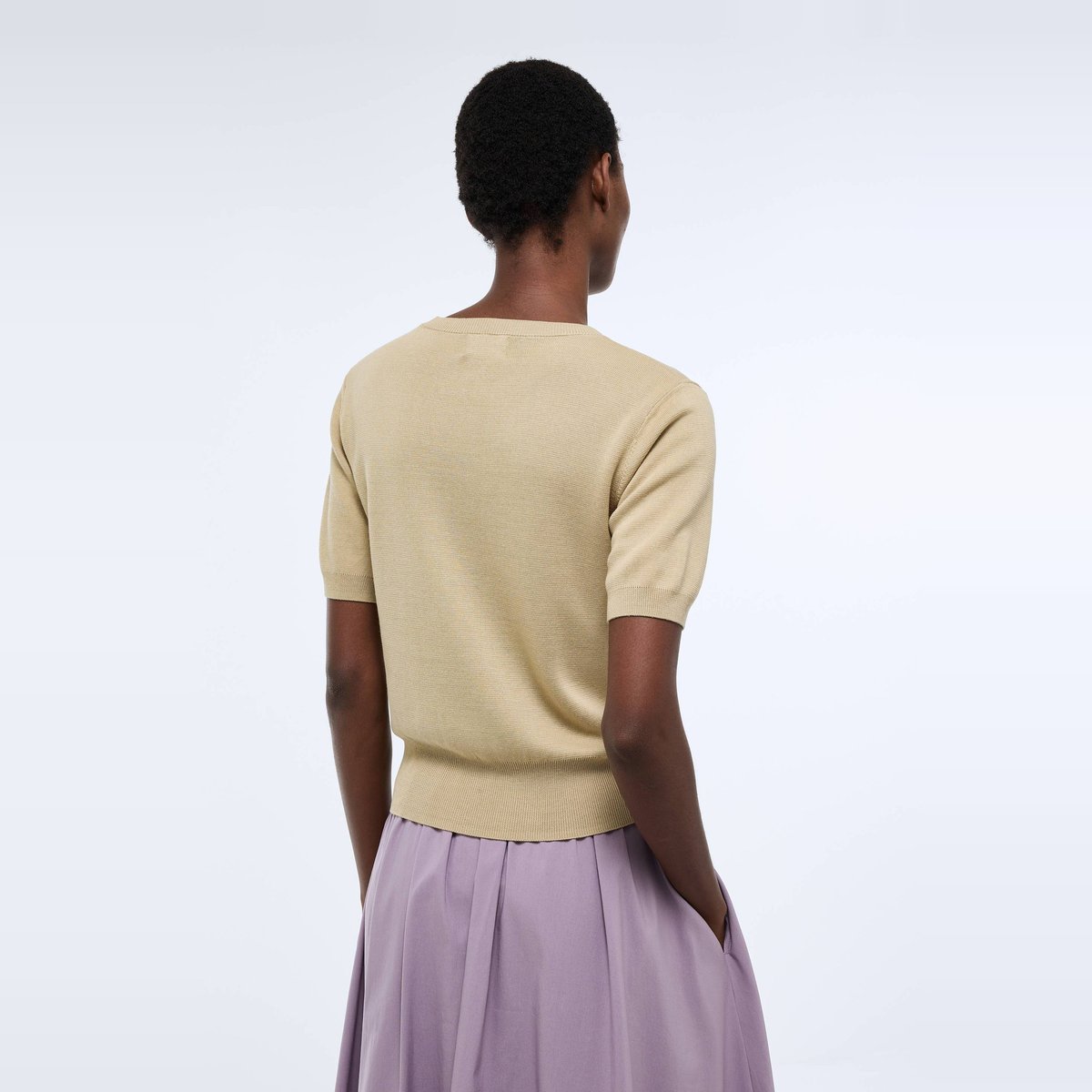 Pull manches courtes uni hemp, MONOPRIX
