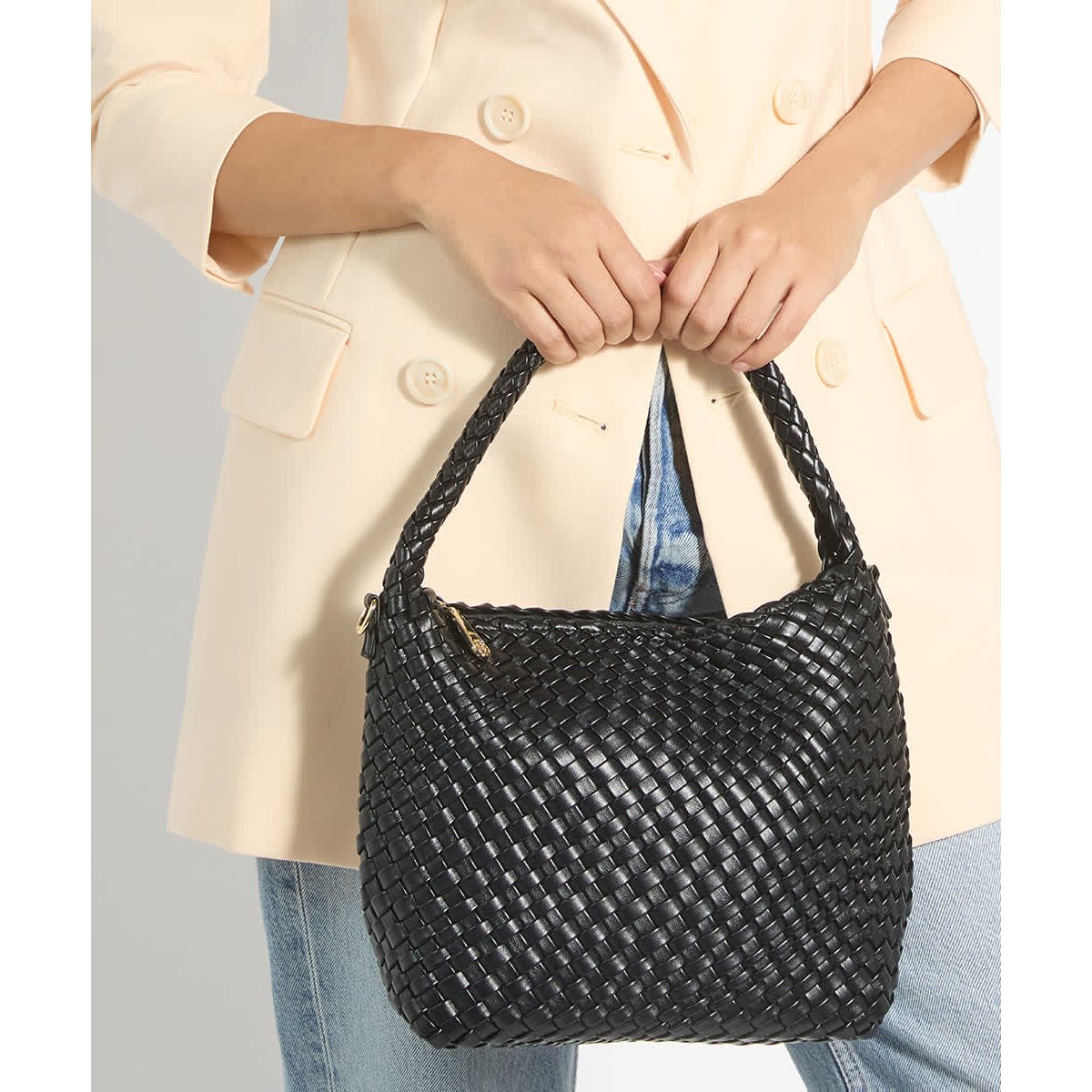Sac à bandoulière tissé - DELIBERATE M black-plain synthetic, DUNE LONDON