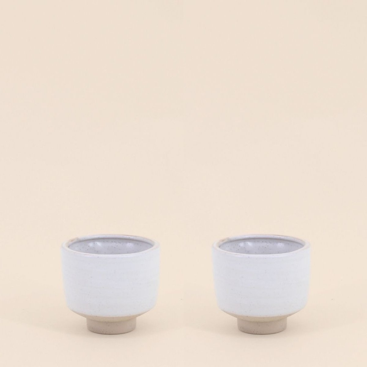 Lot de 2 photophores en céramique 8,5x7,7cm beige, ORNAMI