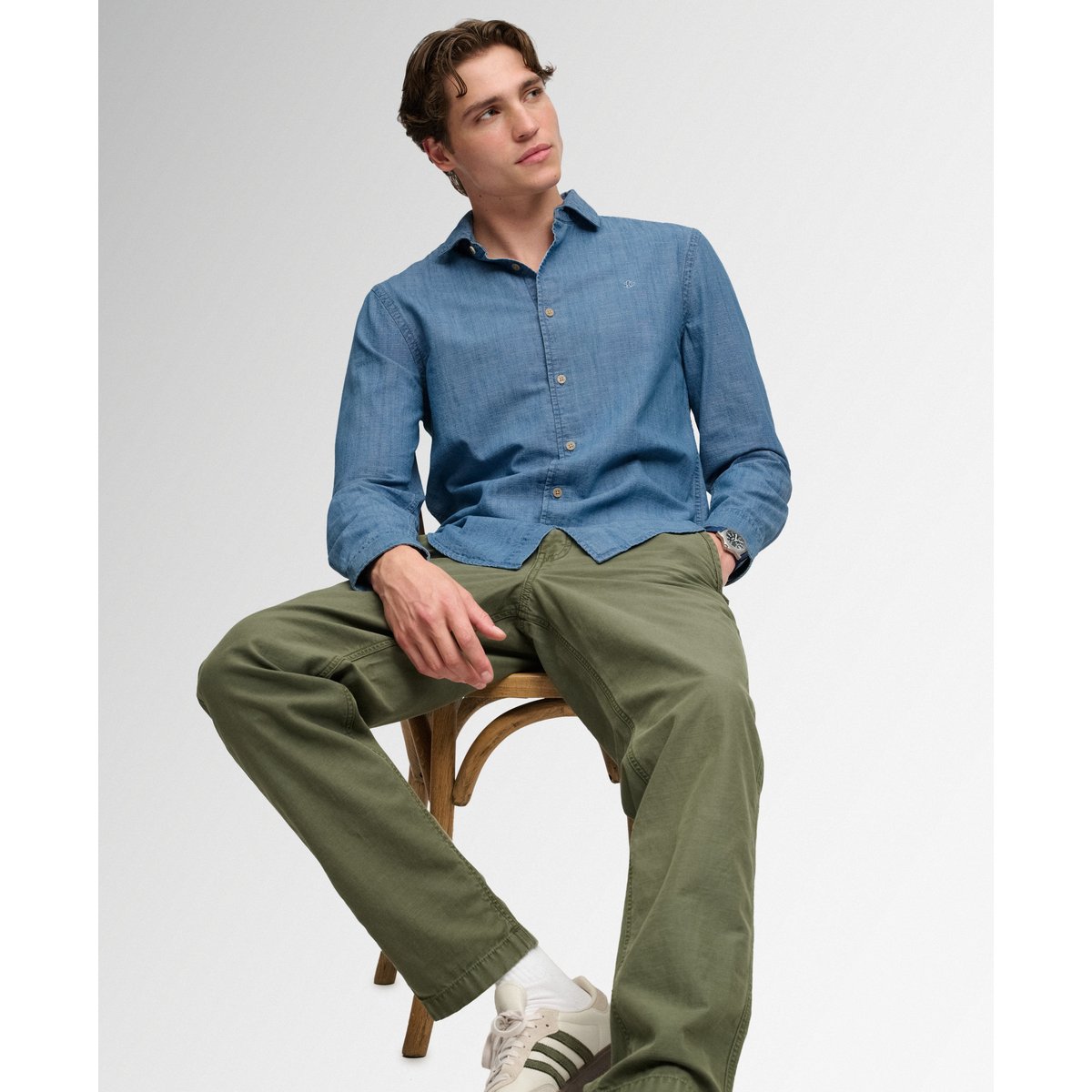 Chemise Chambray Essentials Coupe Décontractée indigo délavé, SUPERDRY