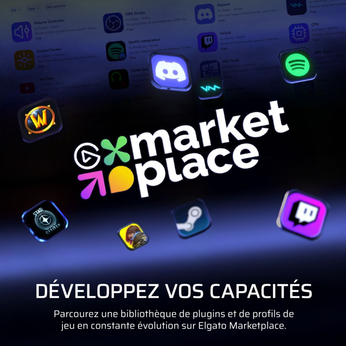 Clavier gamer GALLEON 100 SD intégré Stream Deck couleur unique, CORSAIR