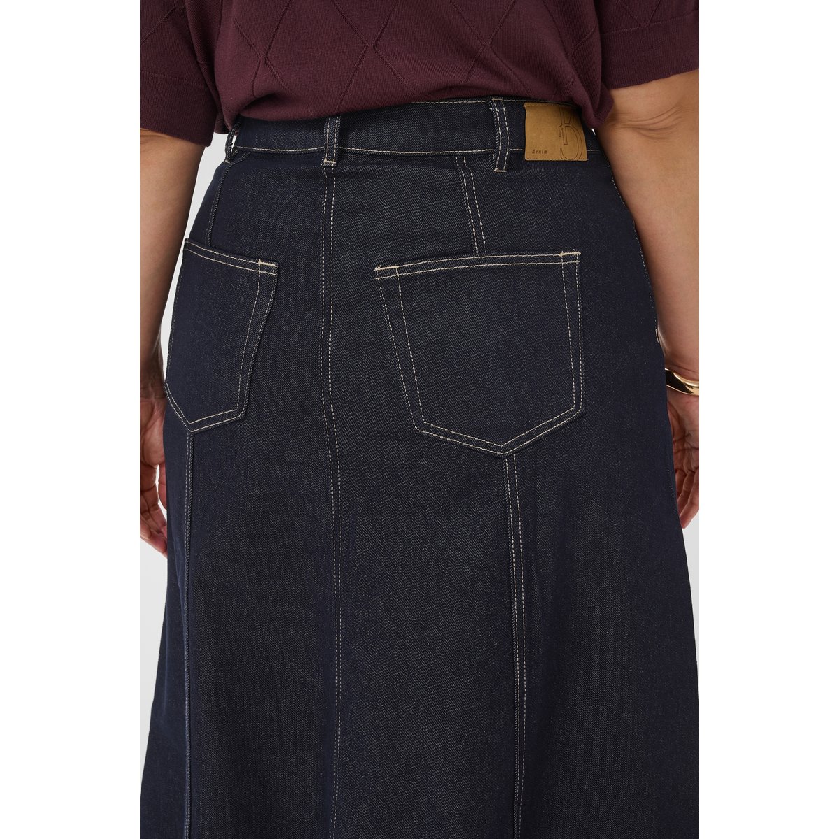 Jupe en jean bleu dark blue unwashed denim, KAFFE CURVE