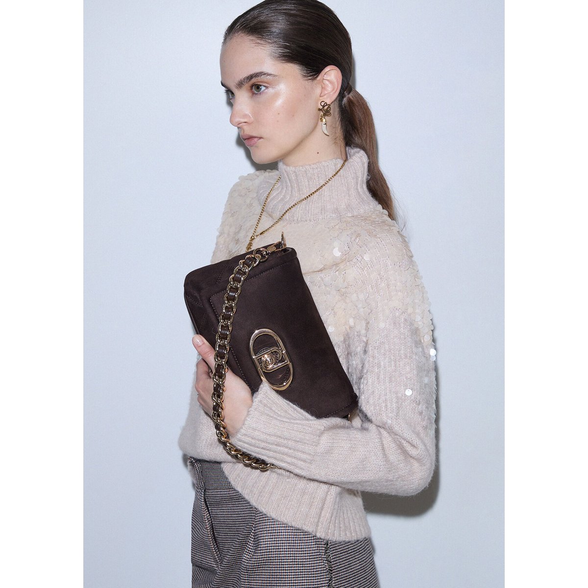 Sac LaPuffy format moyen en microfibre cacao, LIU JO
