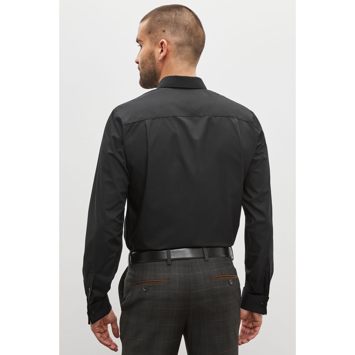 Chemise facile d'entretien à poignet double noir, NEXT