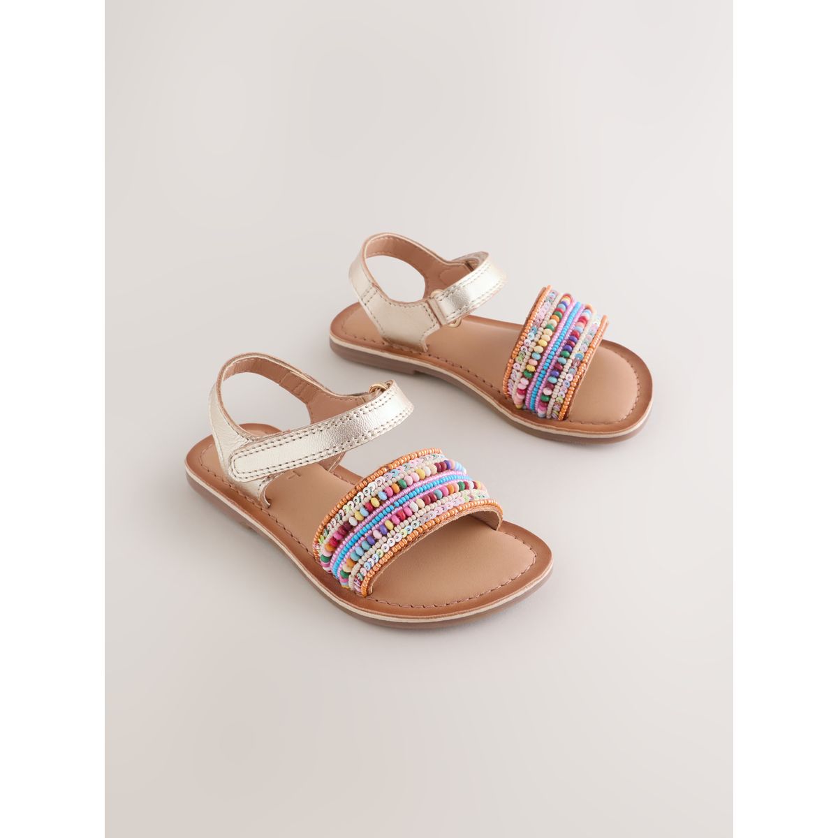 Sandales en cuir à scratch multi-couleurs, NEXT